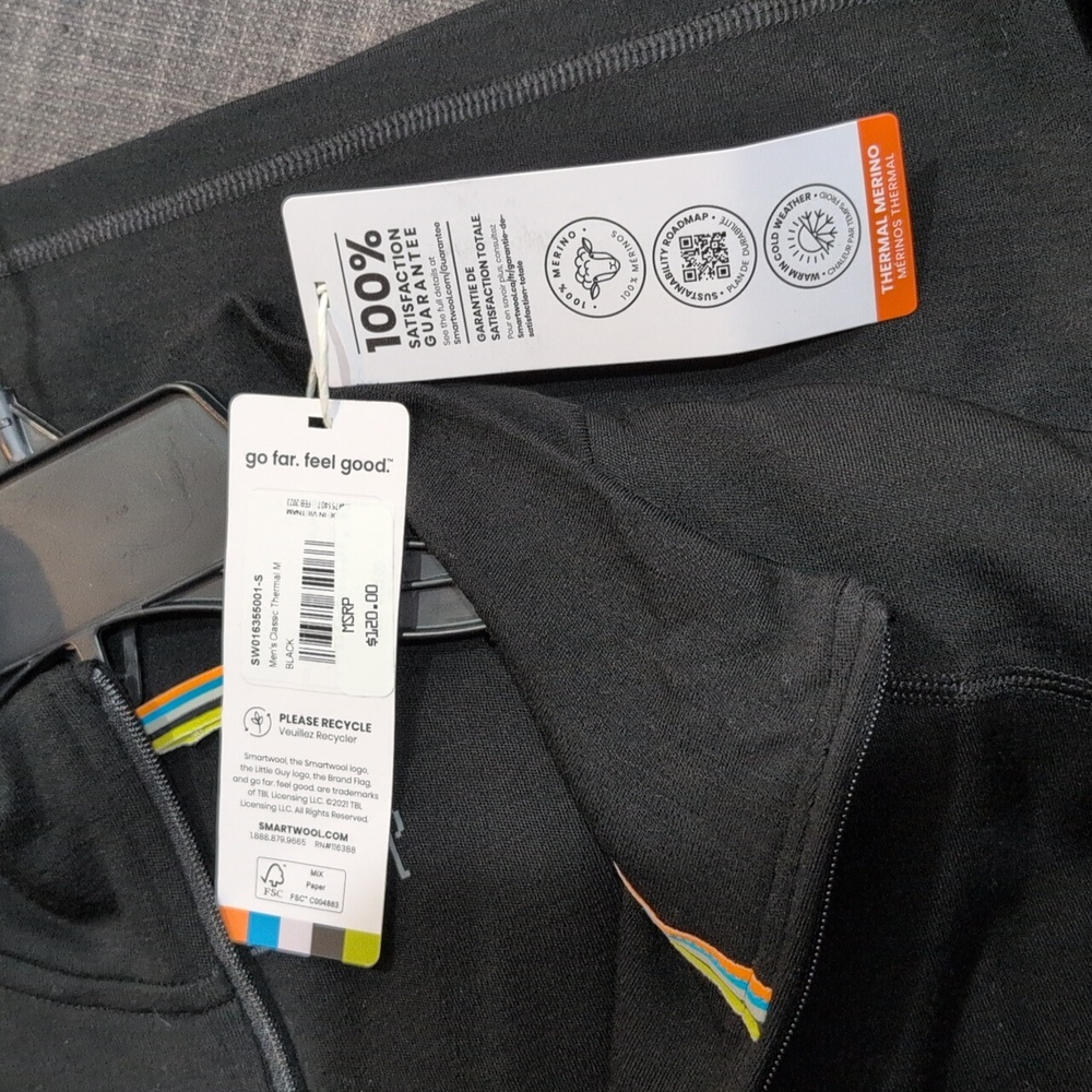 NWT Smartwool Men's Size Small Quarter Zip Sweater Black 100% Merino Wool - Picture 4 of 5